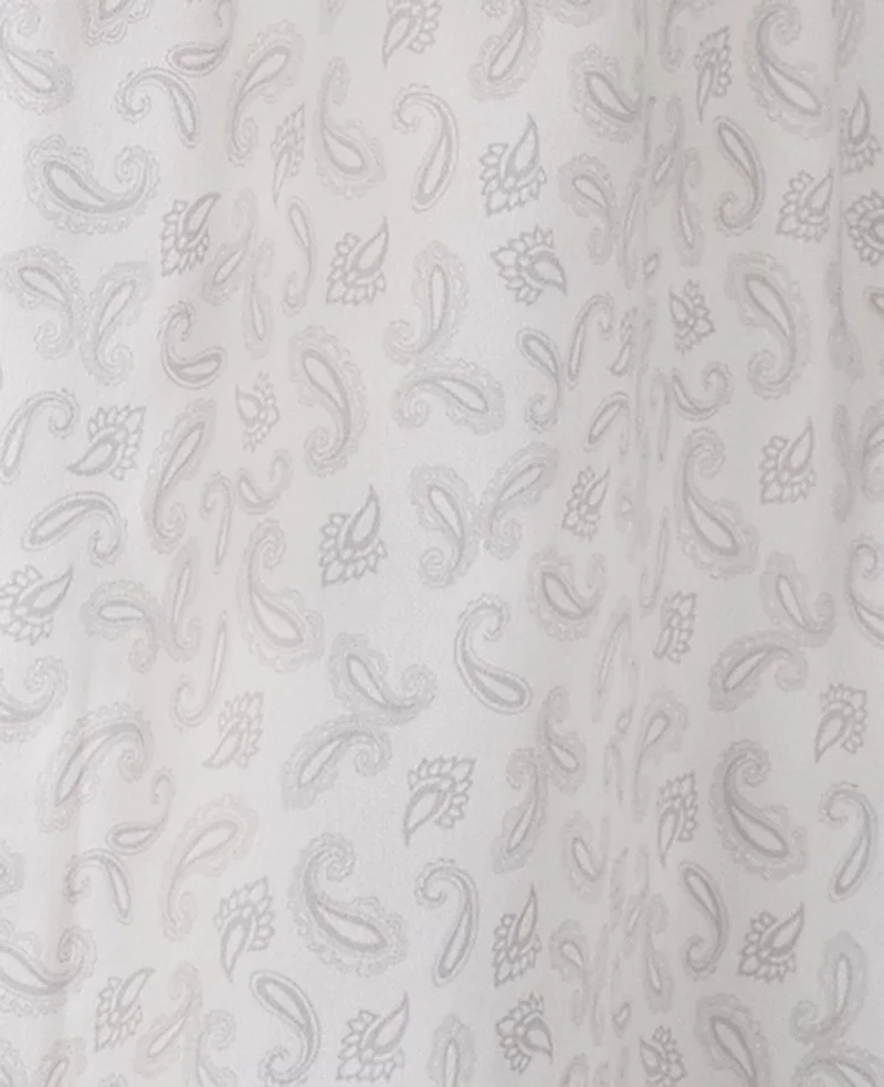 Ann Taylor Paisley Shirred Shoulder Tie Neck Top Size XL Winter White-Putty Blue Women's