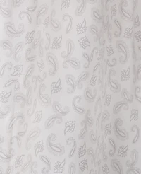 Ann Taylor Paisley Shirred Shoulder Tie Neck Top Size XL Winter White-Putty Blue Women's