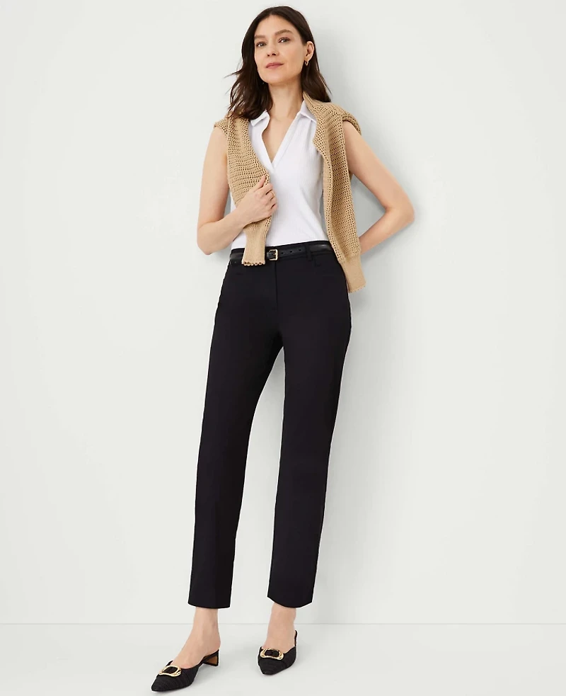 Ann Taylor The Relaxed Cotton Ankle Pant Black Women's