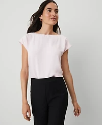 Ann Taylor Boatneck Shirttail Top Women's