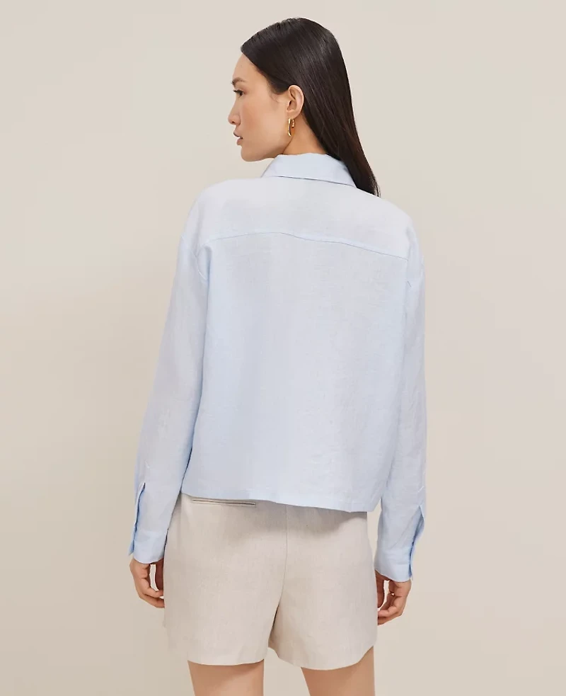 Ann Taylor Cropped Linen Shirt Women's
