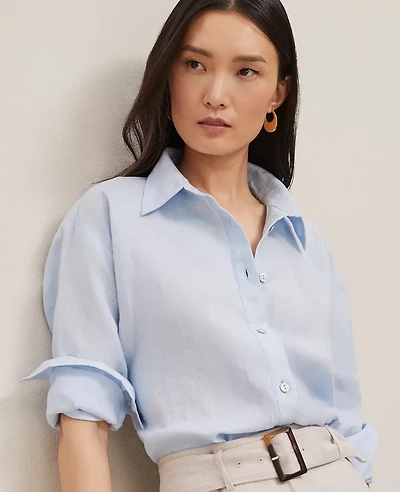 Ann Taylor Cropped Linen Shirt Women's