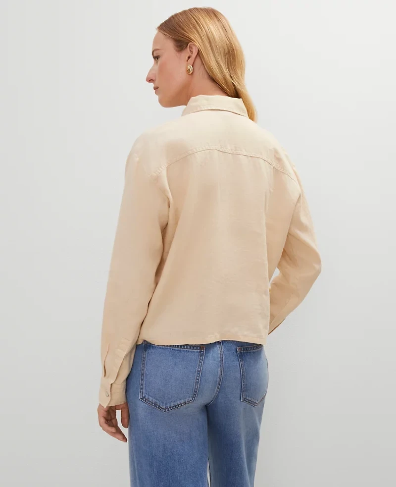 Ann Taylor Cropped Linen Shirt Women's