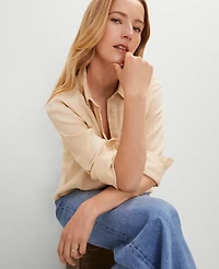 Ann Taylor Cropped Linen Shirt Women's