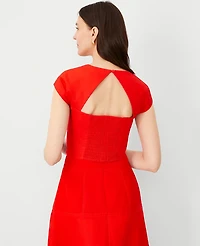 Ann Taylor Cotton Linen Smocked Top Size 8 Fiery Red Women's