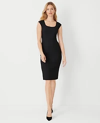Ann Taylor The Petite Scoop Neck Sheath Dress Bi-Stretch - Curvy Fit Black Women's