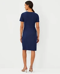 Ann Taylor The Petite Short Sleeve Sheath Dress Bi-Stretch - Curvy Fit Pure Sapphire Women's