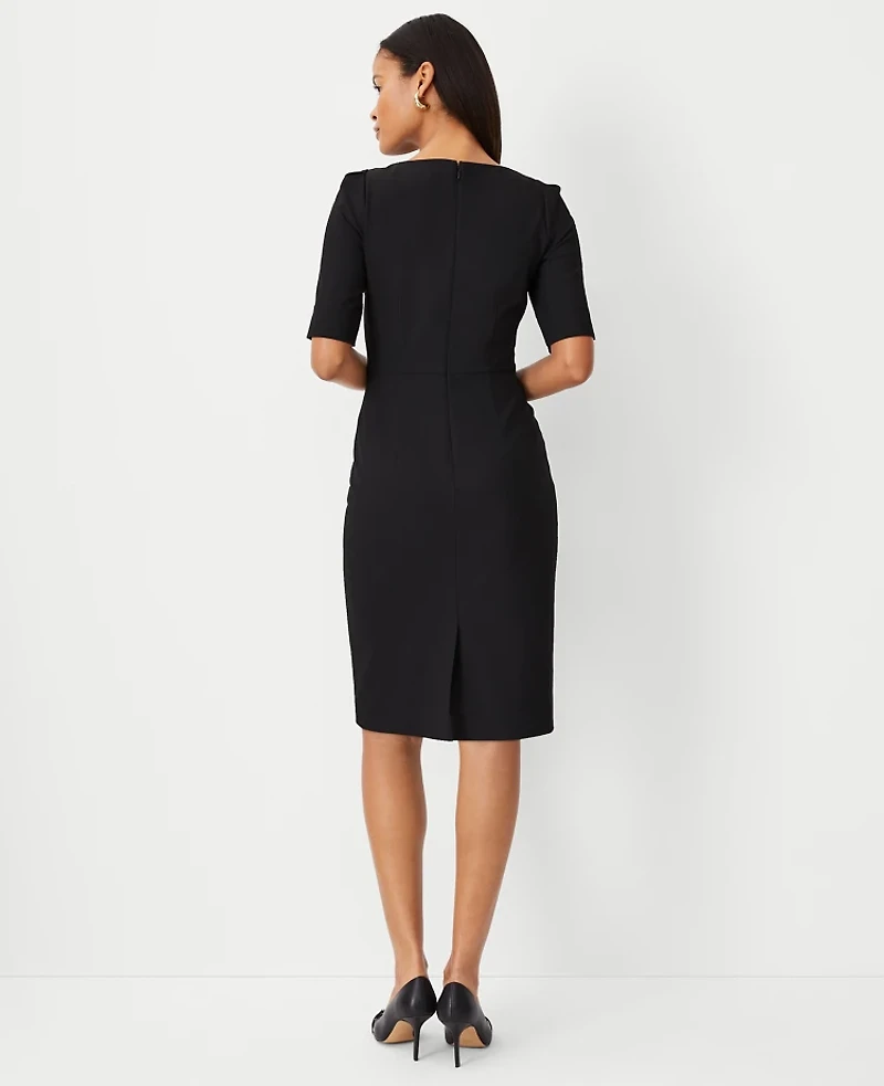 Ann Taylor The Elbow Sleeve Square Neck Dress Seasonless Stretch - Curvy Fit Women's