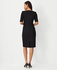 Ann Taylor The Elbow Sleeve Square Neck Dress Seasonless Stretch - Curvy Fit Women's