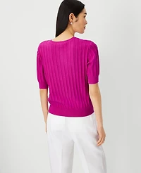 Ann Taylor Wide Ribbed Elbow Sleeve Sweater T-Shirt Size XL Magenta Shadow Women's