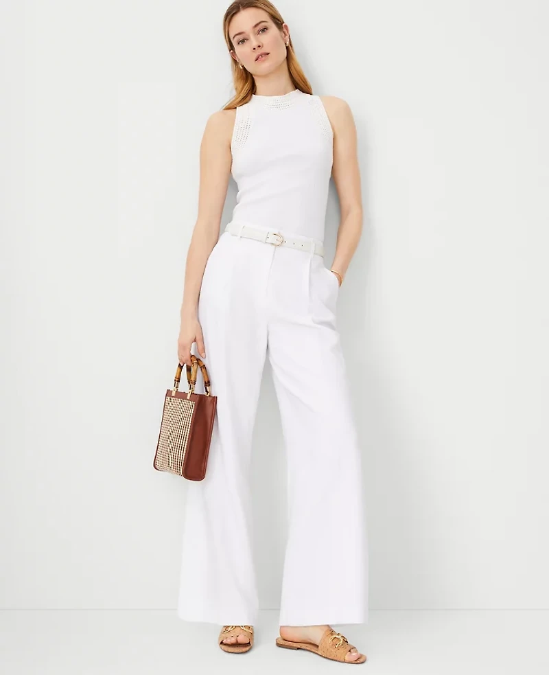 Ann Taylor The Pleated Wide-Leg Pant Size 12 White Women's