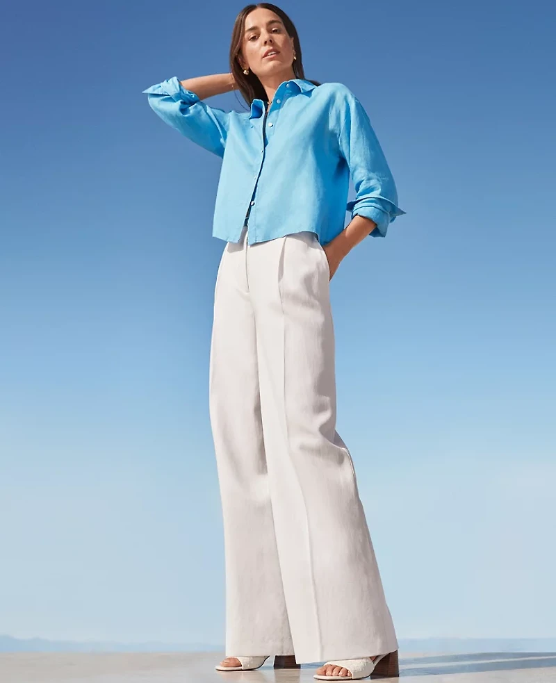 Ann Taylor The Pleated Wide-Leg Pant Size 12 White Women's