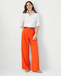 Ann Taylor The Single Pleated Wide Leg Pant Size 0 Flame Azalea Women's