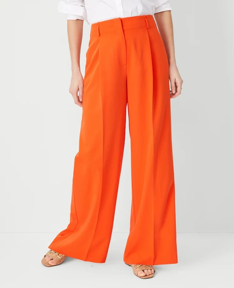 Ann Taylor The Single Pleated Wide Leg Pant Size 0 Flame Azalea Women's