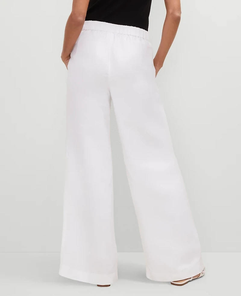 Ann Taylor The Easy Palazzo Pant Linen Blend White Women's