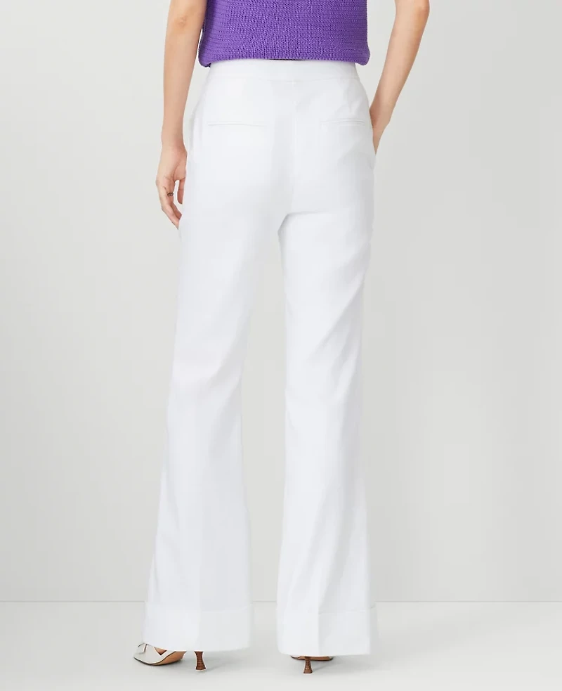 Ann Taylor The Tab Waist Cuffed Trouser Pant in Linen Twill Size 6 White Women's