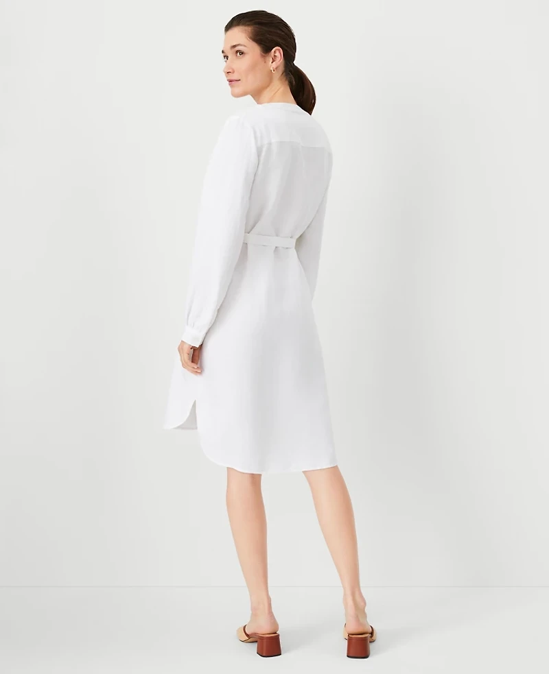 Ann Taylor AT Weekend Eyelet Linen Blend Shirtdress White Women's