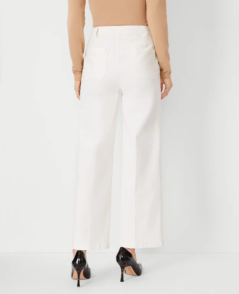 Ann Taylor Mariner High Rise Wide Leg Crop Jeans Ivory Women's