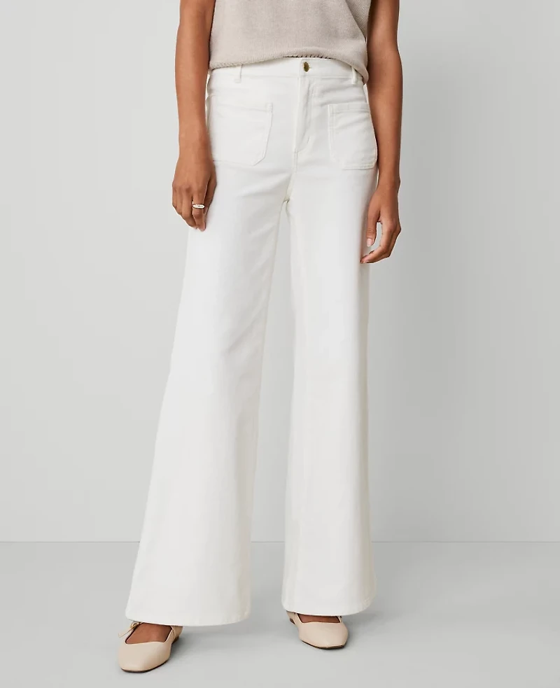 Ann Taylor The Patch Pocket Corduroy Flare Pant Winter White Women's