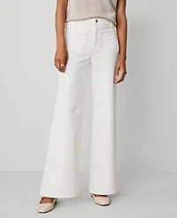 Ann Taylor The Patch Pocket Corduroy Flare Pant Winter White Women's