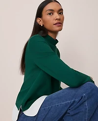 Ann Taylor Mixed Media Mock Neck Top Women's