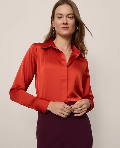Ann Taylor Satin Essential Shirt Women's