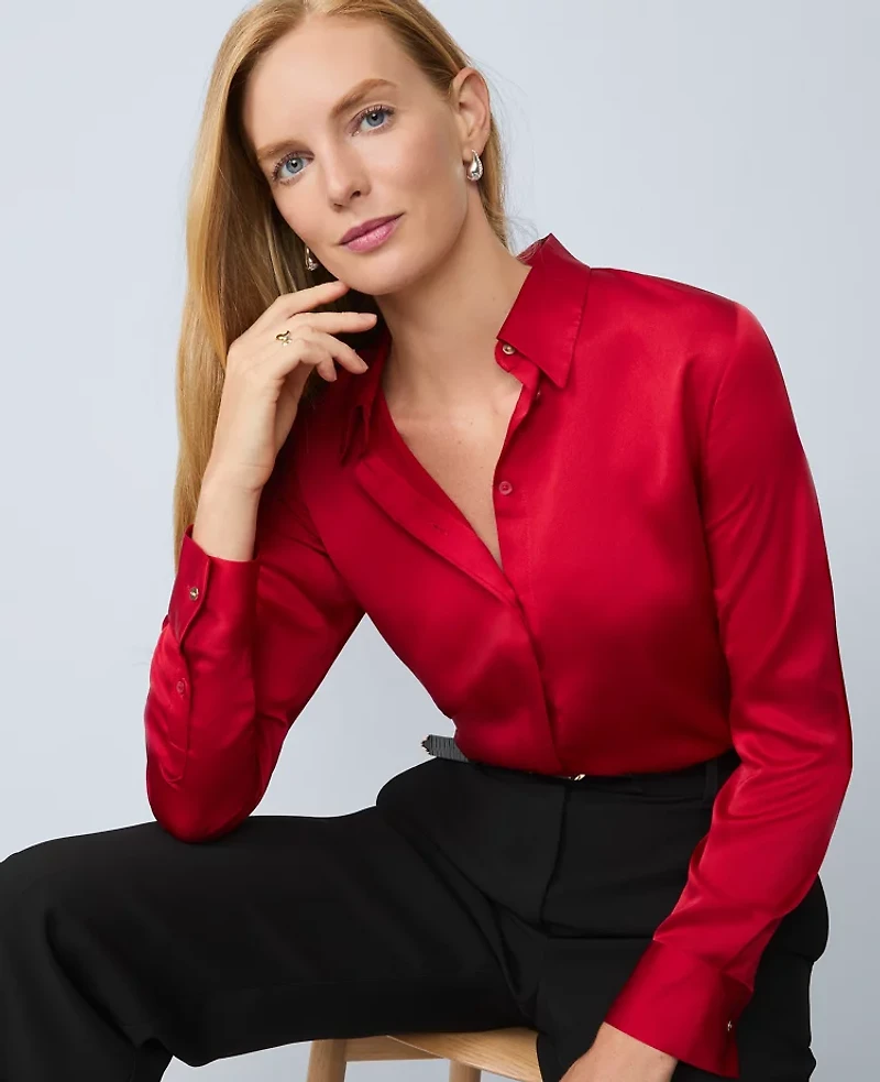 Ann Taylor Satin Essential Shirt Women's