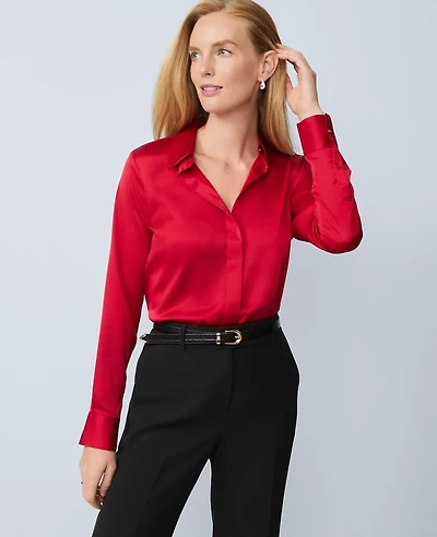 Ann Taylor Satin Essential Shirt Women's