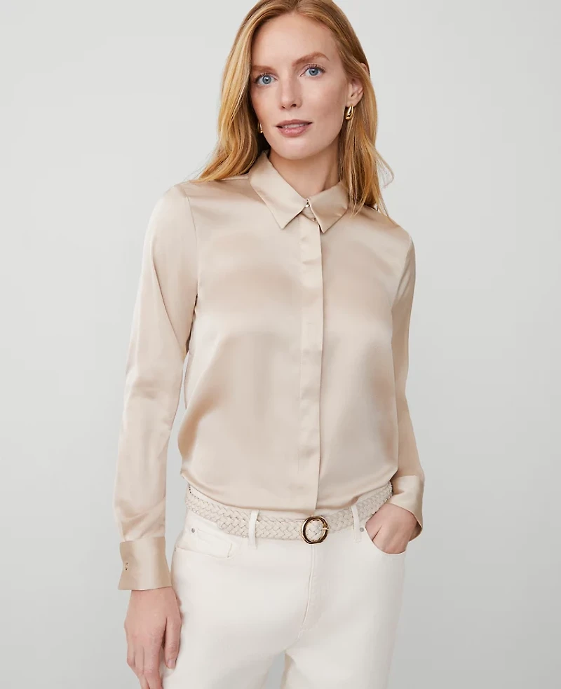Ann Taylor Satin Essential Shirt Women's