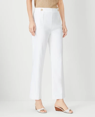 Ann Taylor The Tall Pencil Sailor Pant in Linen Blend Size 14 White Women's