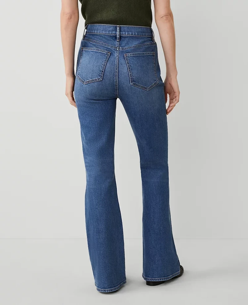 Ann Taylor High Rise Flare Jeans in Luxe Medium Wash Size 16 Women's