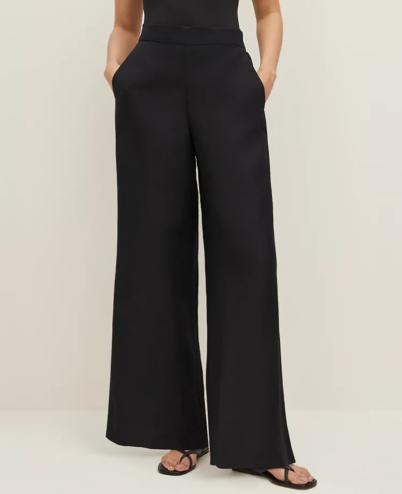 Ann Taylor The Petite Easy Palazzo Pant Linen Blend XS Women's