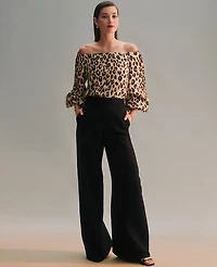 Ann Taylor The Petite Easy Palazzo Pant Linen Blend XS Women's