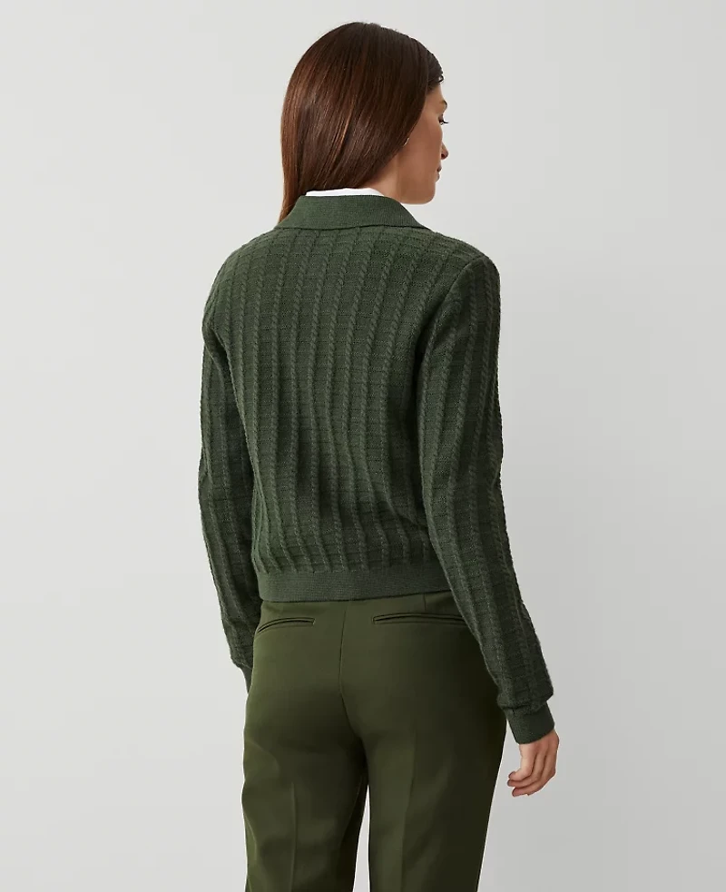 Ann Taylor Collared Stitched Jacket Size Small Hunters Green Women's