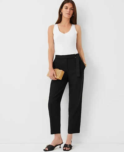 Ann Taylor The Belted Ankle Pant Size 0 Black Women's