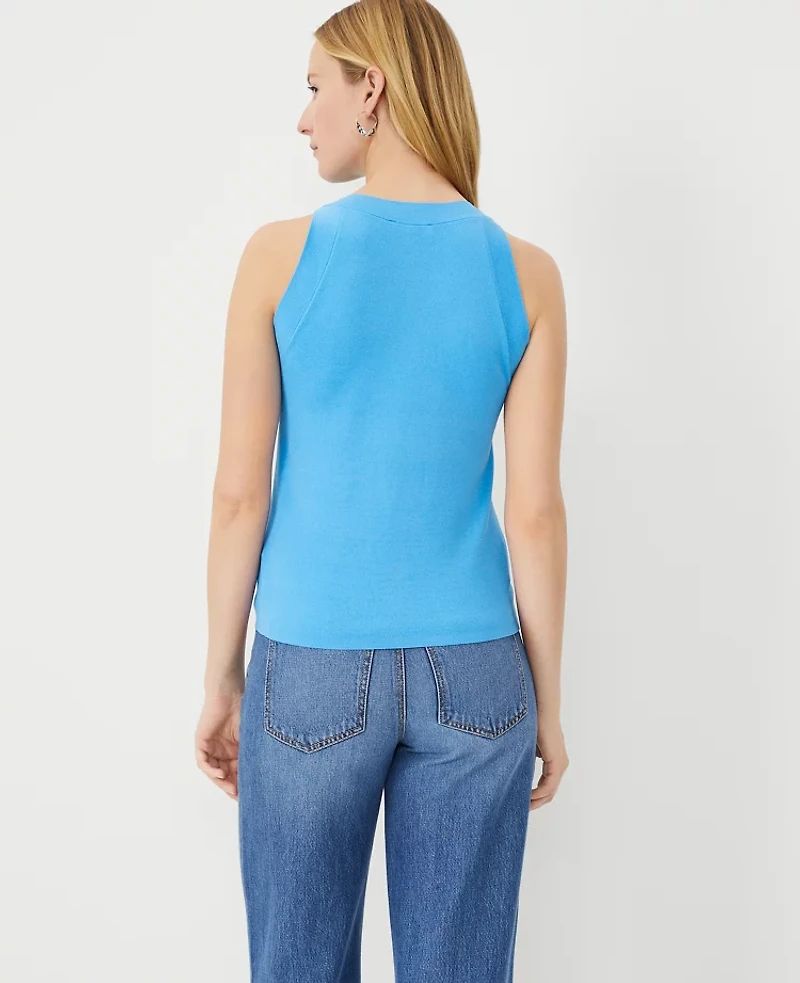 Ann Taylor Petite Halter Sweater Shell Top Cerulean Blue Women's