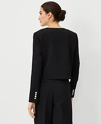 Ann Taylor The Cropped V-Neck Jacket Fluid Crepe Black Women's