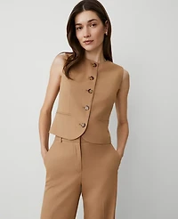 Ann Taylor The Cropped Crew Neck Vest in Seasonless Stretch Size 18 Perfect Camel Women's
