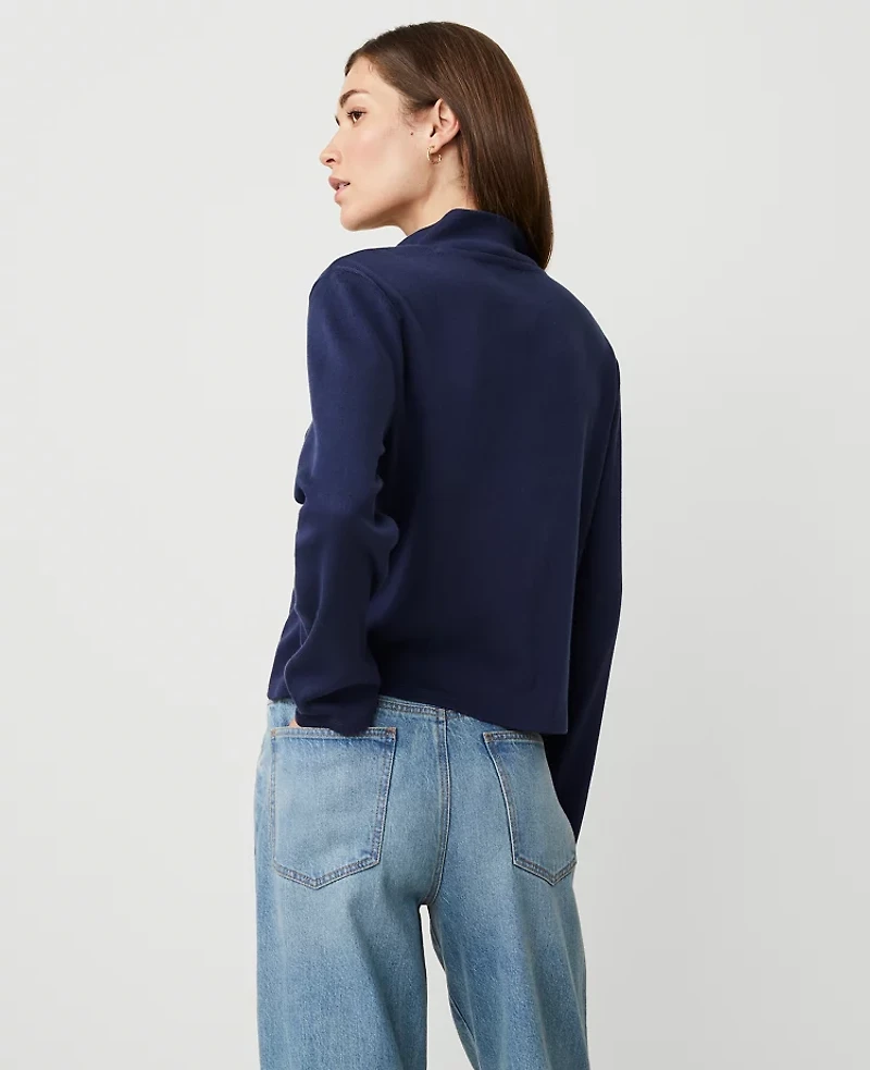 Ann Taylor Ruffle Trim Popover Top Size Large Pure Sapphire Women's