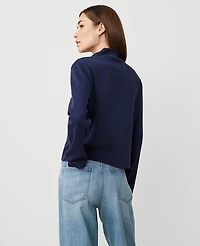 Ann Taylor Ruffle Trim Popover Top Size Large Pure Sapphire Women's