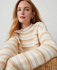 Ann Taylor Stripe Relaxed Sweater Size XL Neutral/White Combo Women's