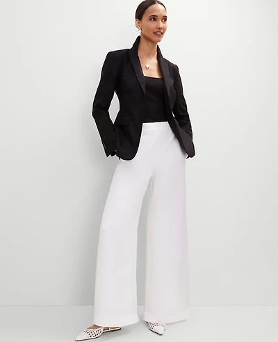 Ann Taylor The Petite Easy Palazzo Pant Linen Blend White Women's
