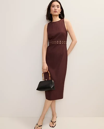 Ann Taylor Linen Blend Halter Sheath Dress Rich Walnut Women's