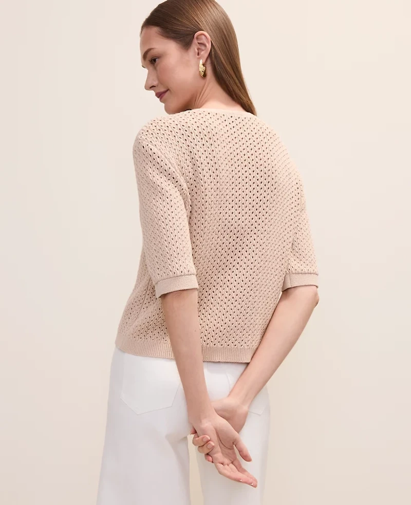 Ann Taylor Textured Stitch Bow Cardigan Women's