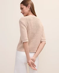 Ann Taylor Textured Stitch Bow Cardigan Women's