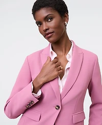 Ann Taylor The Shorter One Button Blazer Fluid Crepe Smokey Rose Women's