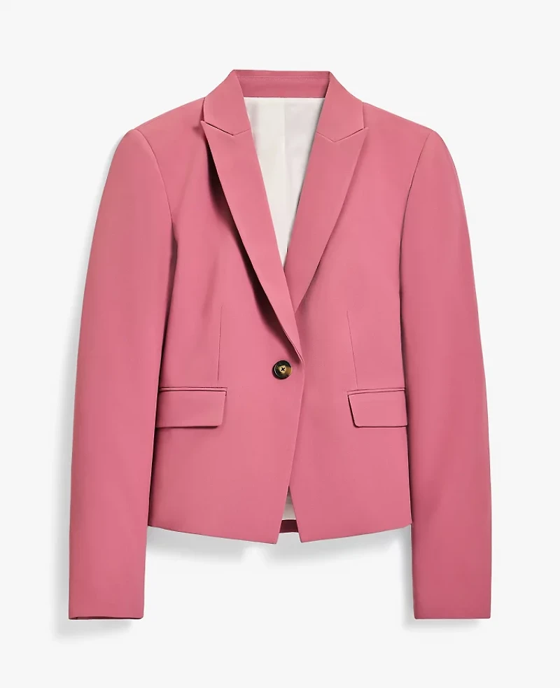 Ann Taylor The Shorter One Button Blazer Fluid Crepe Smokey Rose Women's