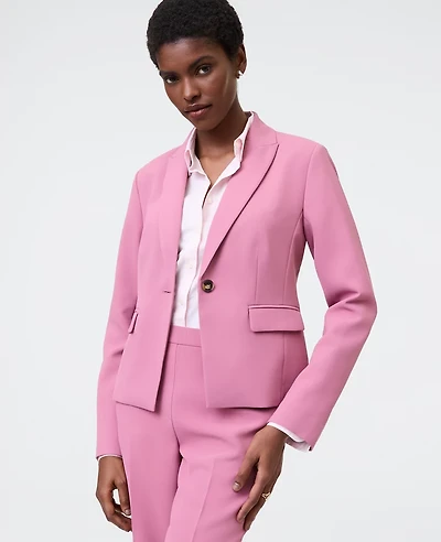 Ann Taylor The Shorter One Button Blazer Fluid Crepe Smokey Rose Women's