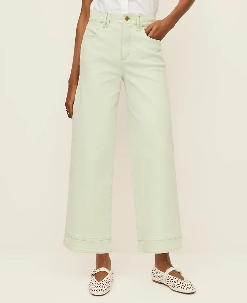 Ann Taylor The Wide-Leg Crop Jean Pale Aqua Women's