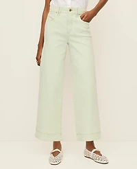 Ann Taylor The Wide-Leg Crop Jean Pale Aqua Women's
